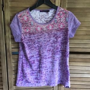 PrAna Burnout Medallion Purple Crewneck Yoga Shirt
